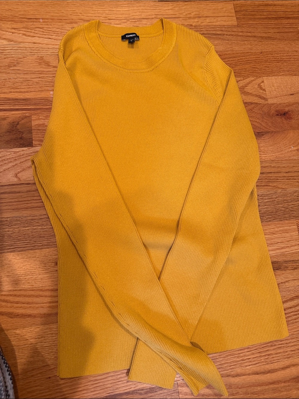Express Ribbed Crewneck Sweater in Mustard Yellow